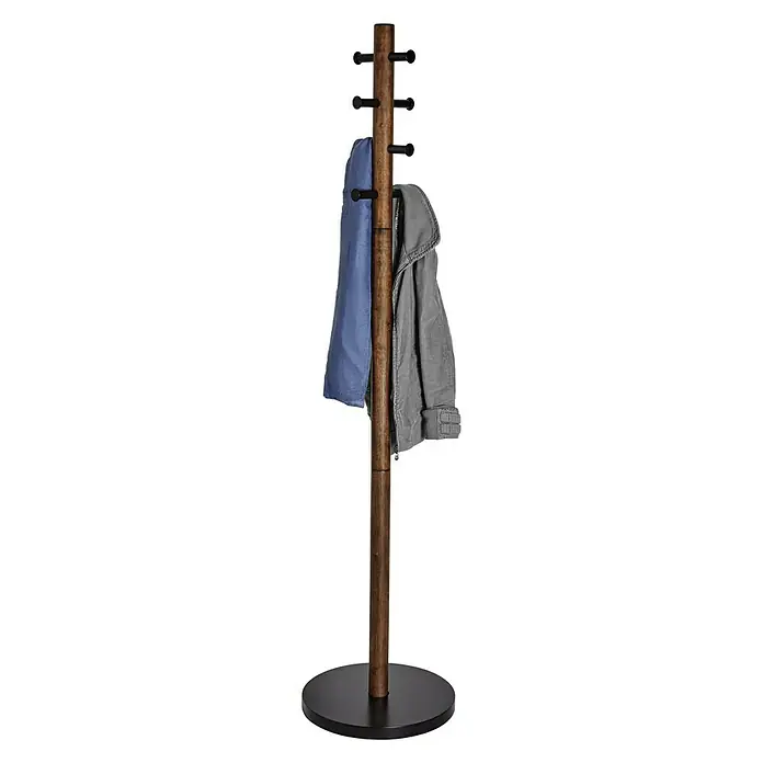 Umbra Garderobenständer Pillar - Ø x H: 40 x 168 cm, Anzahl Haken: 8 Stk., Walnuss - Moderner Garderobenständer aus Holz mit mehreren Haken und Kleidung für den Eingangsbereich oder das Schlafzimmer.