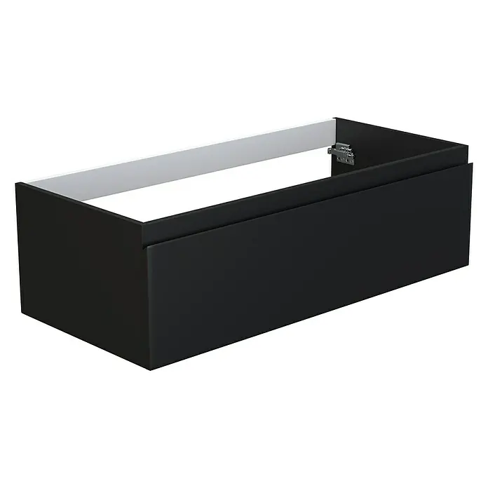 Camargue Espacio Waschtischunterschrank - 100 x 46 x 30 cm, Gama anthrazit matt - Bild eines Unterschranks in Schwarz mit einem minimalistischen Design, ideal für moderne Badezimmer.
