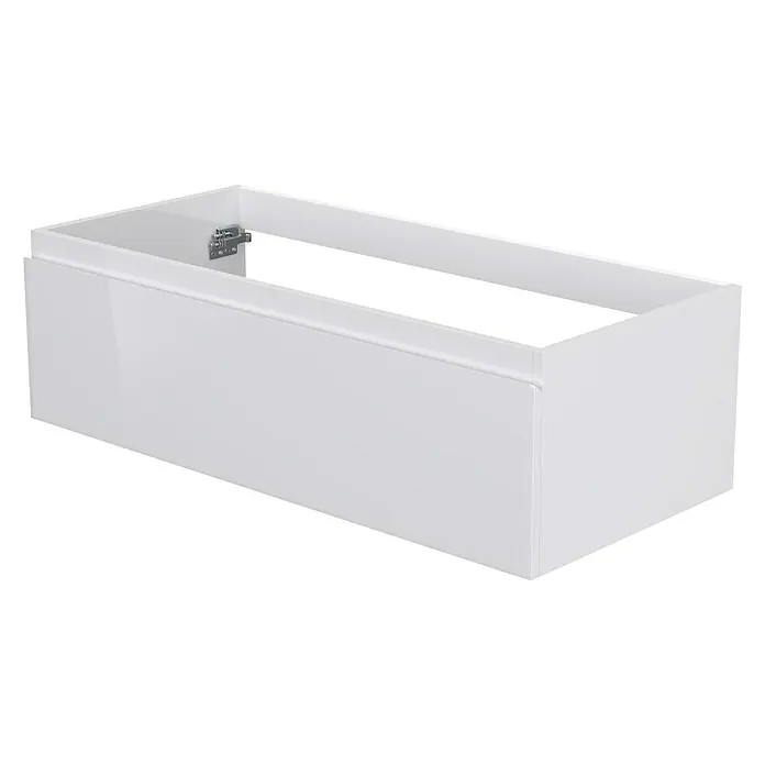 Camargue Espacio Waschtischunterschrank - 100 x 46 x 30 cm, Gama weiß glänzend - Ein weißer, moderner Waschtischunterschrank mit glänzender Oberfläche. Ideal für Badezimmer mit Stauraum.