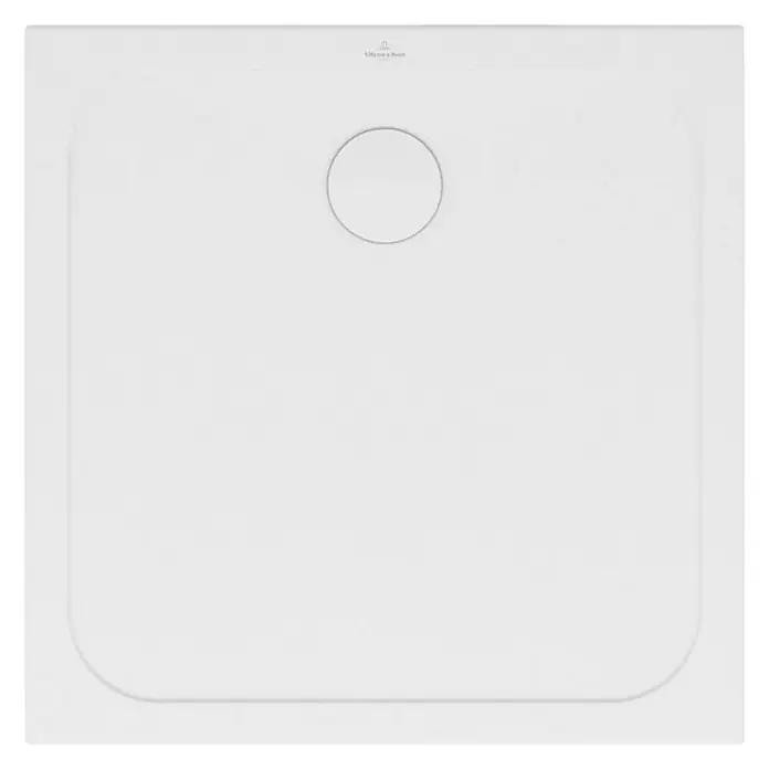 Villeroy & Boch Duschwanne Lifetime Plus - L x B: 90 x 90 cm, Keramik, Weiß - Ebenerdige Duschwanne aus weißem Mineralguss mit rundem Ablauf und abgerundeten Ecken für ein modernes Badezimmerdesign.