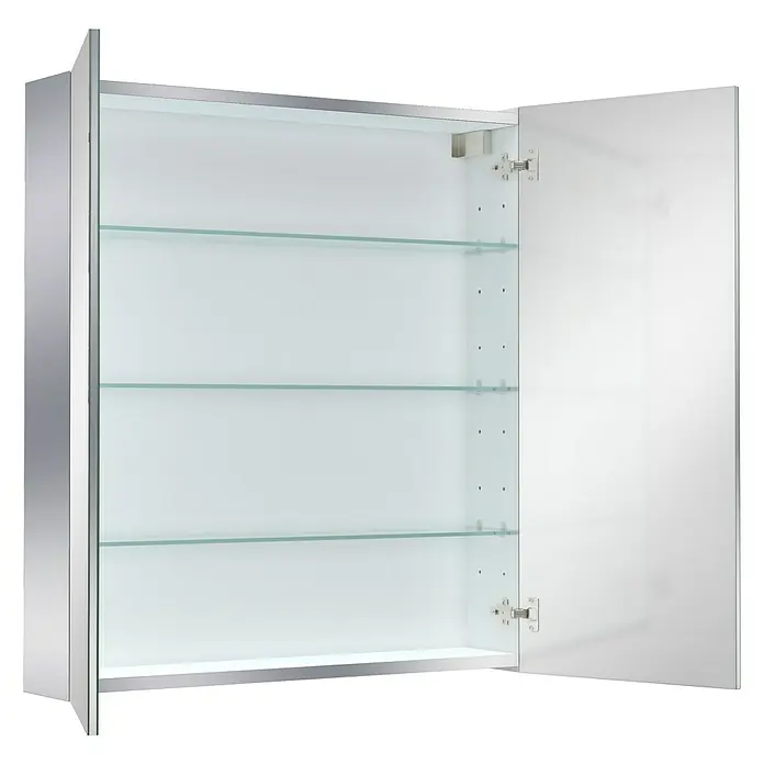 Camargue Espacio Spiegelschrank - B x H: 80 x 90 cm, Ohne Beleuchtung - Spiegelschrank mit Glasböden und offener Tür zur Aufbewahrung von Badartikeln. Das Produkt ist modern und funktional.