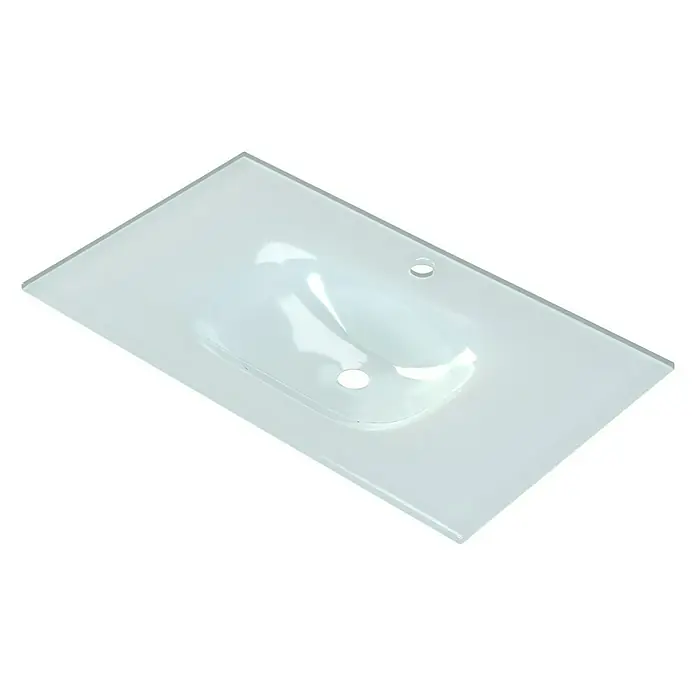 Camargue Espacio Einbauwaschbecken Puro - 80 x 46 cm, Weiß - Glänzender Waschbeckenaufsatz in Weiß. Das moderne Design verfügt über ein integriertes Becken mit Hahnloch und Überlauf.