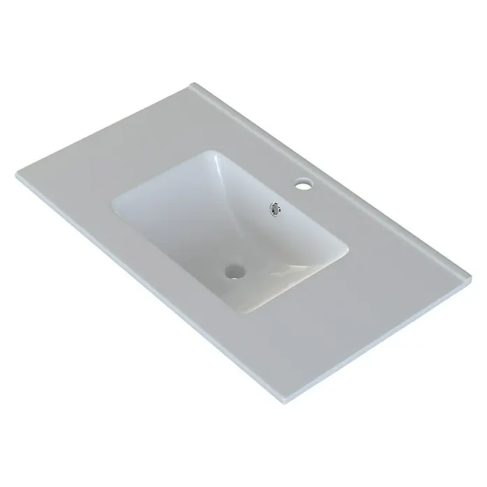 Camargue Espacio Einbauwaschbecken Plan - 80 x 46 cm, Weiß - Elegantes Waschbecken mit integrierter Arbeitsplatte. Das Waschbecken in Weiß ist modern und funktional gestaltet.