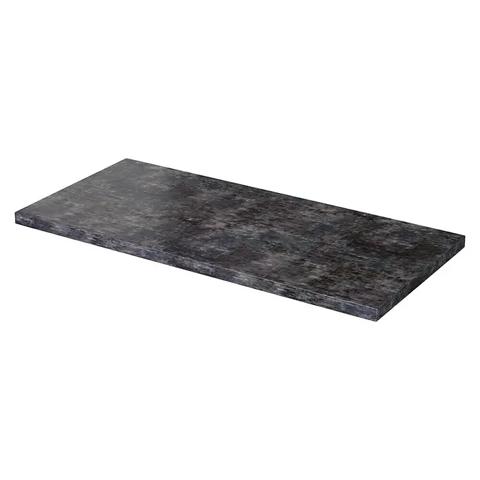 Camargue Espacio Waschtischplatte - 100 x 46 x 3,2 cm, Metallic - Detailansicht einer dunklen Arbeitsplatte mit strukturierter Oberfläche, ideal für Küche oder Büro. Robuste und stilvolle Ergänzung für jeden Raum.