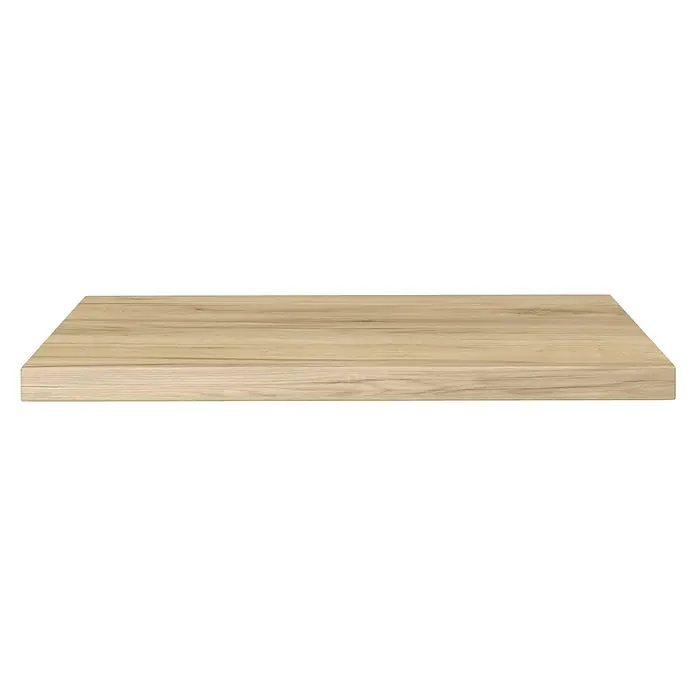 Camargue Espacio Waschtischplatte - 60 x 46 x 3,2 cm, Doce - Abbildung einer hellen, rechteckigen Holzplatte mit sichtbarer Maserung auf einem schwarzen Hintergrund. Perfekt für Produktpräsentationen.