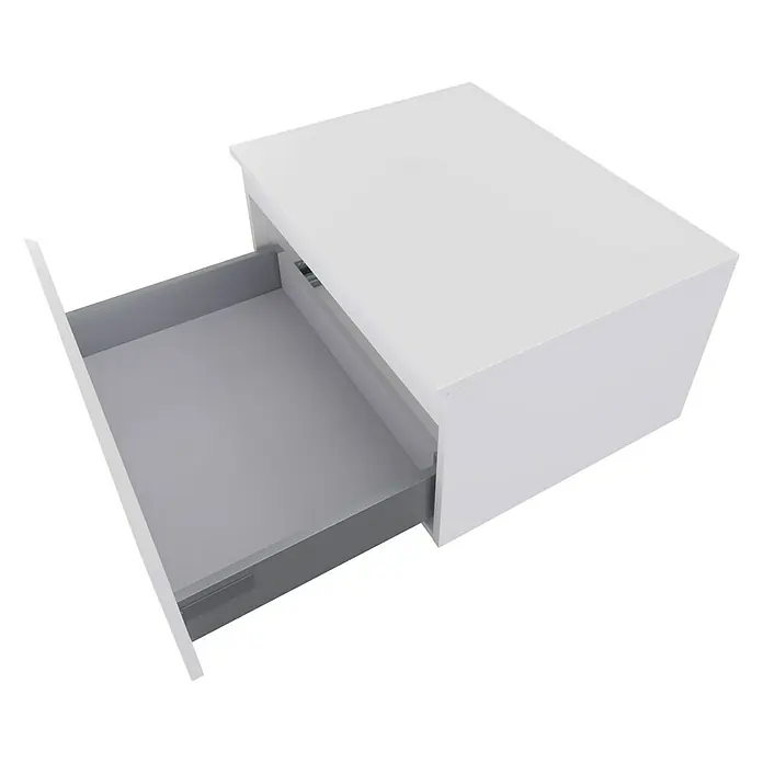 Camargue Espacio Unterschrank - 60 x 46 x 30 cm, Gama weiß matt - Weißer Nachttisch mit offener Schublade, der modernes Design und praktische Aufbewahrungslösung vereint.