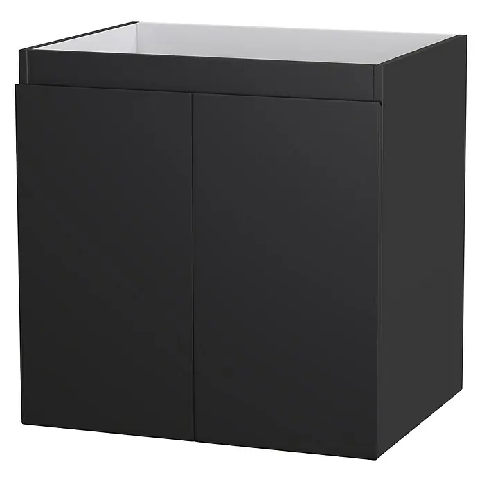 Camargue Espacio Waschtischunterschrank - 60 x 46 x 60 cm, 1 Einlegeboden, Gama anthrazit matt - Elegantes schwarzes Badezimmer-Waschbeckenunterschrank-Set mit zwei Türen und weißem Innenraum für moderne Badezimmerdesigns.