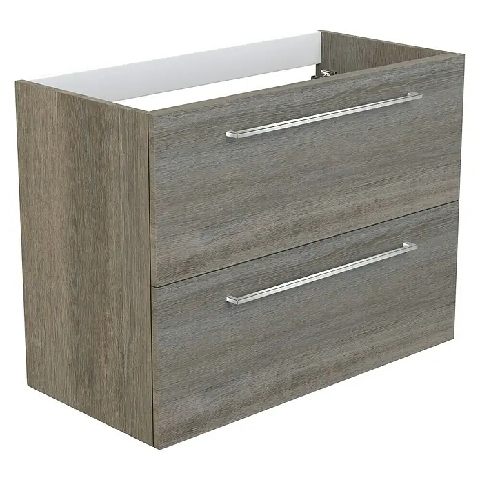 Camargue Espacio Waschtischunterschrank - 80 x 40 x 60 cm, 2 Schubkästen, Faro - Modernes Waschbeckenunterschrank-Design mit zwei Schubladen und eleganten silbernen Griffen für ein stilvolles Badezimmer.