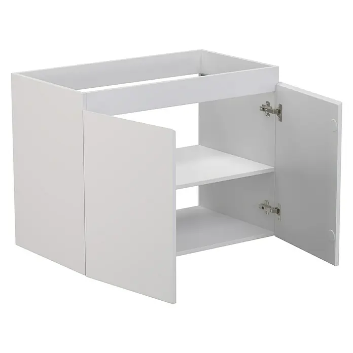 Camargue Espacio Waschtischunterschrank - 80 x 46 x 60 cm, 1 Einlegeboden, Gama weiß matt - Weißer Unterschrank mit offener Tür und zwei Regalen, ideal für Badezimmer oder Küche. Praktische Aufbewahrungslösung.