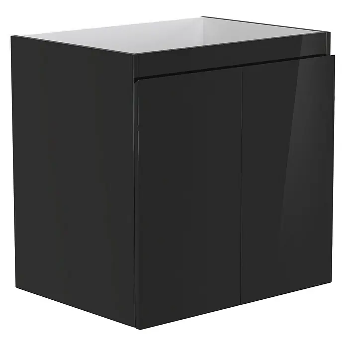 Camargue Espacio Waschtischunterschrank - 60 x 46 x 60 cm, 1 Einlegeboden, Gama anthrazit glänzend - Schwarzer Badezimmerschrank mit glänzenden Fronten. Praktische Badmöbel zur stilvollen Aufbewahrung von Badutensilien.