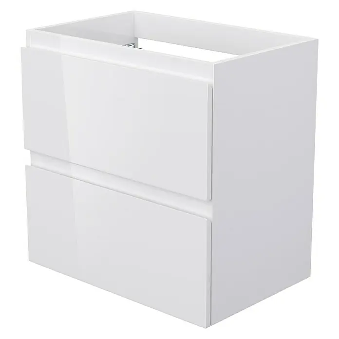 Camargue Espacio Waschtischunterschrank - 60 x 40 x 60 cm, 2 Schubkästen, Gama weiß glänzend - Weißer Waschtischunterschrank mit zwei Schubladen für das Badezimmer. Moderner Stil mit glänzender Oberfläche.