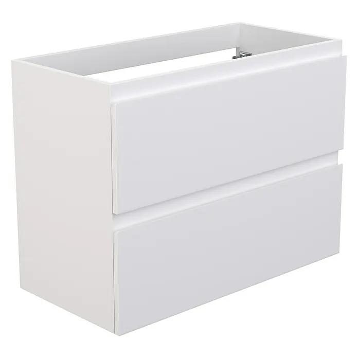 Camargue Espacio Waschtischunterschrank - 80 x 40 x 60 cm, 2 Schubkästen, Gama weiß matt - Weißer Waschbeckenunterschrank mit zwei Schubladen und offenem Oberteil für ein modernes Badezimmerdesign mit viel Stauraum.