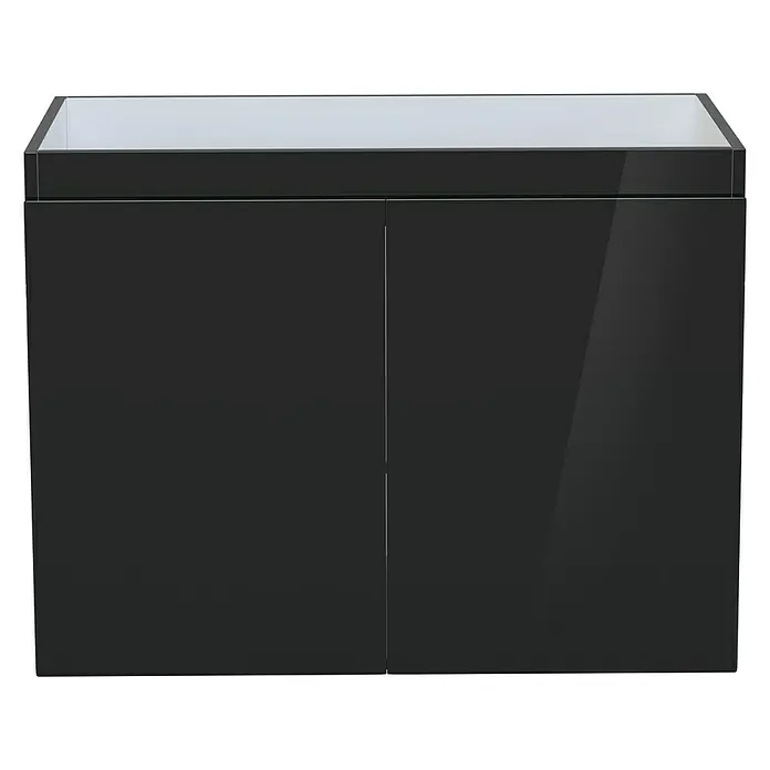 Camargue Espacio Waschtischunterschrank - 80 x 46 x 60 cm, 1 Einlegeboden, Gama anthrazit glänzend - Elegantes schwarzes Möbelstück mit glatter Oberfläche. Das minimalistische Design bietet viel Stauraum.