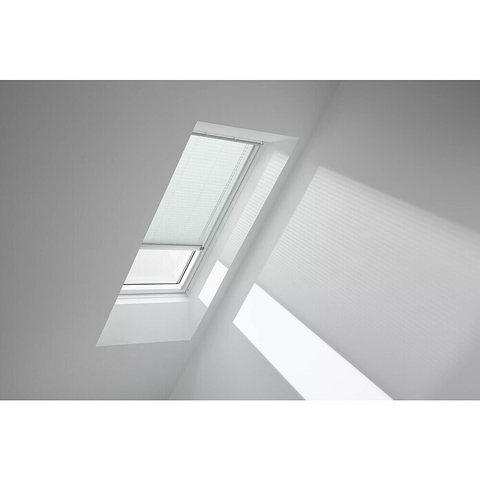 Velux Dachfensterplissee FSL SK10 1285K (Farbe: Himmelblau - 1285K, Farbe Schiene: Aluminium, Solarbetrieben) | BAUHAUS
