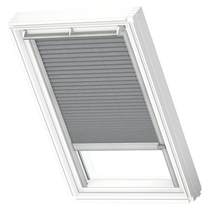 Velux Dachfensterplissee FSL C02 1282K (Farbe: Grau - 1282K, Farbe Schiene: Aluminium, Solarbetrieben) | BAUHAUS