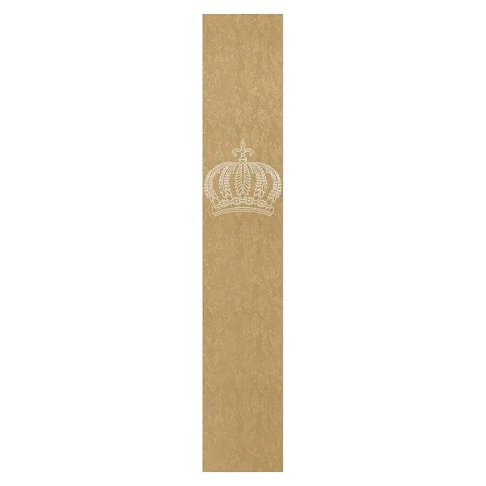 Glööckler Pompöös Provence Vliestapete Panel Krone - Gold, Metalloptik, 3 x 0,53 m - Dekoratives Bild mit einer stilvollen, goldenen Krone auf einem beigen Hintergrund, ideal für elegante Akzente und eine edle Wandgestaltung.
