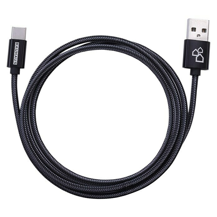 BAUHAUS Cable de carga USB (Negro, 1 m, Clavija USB A, clavija USB C)