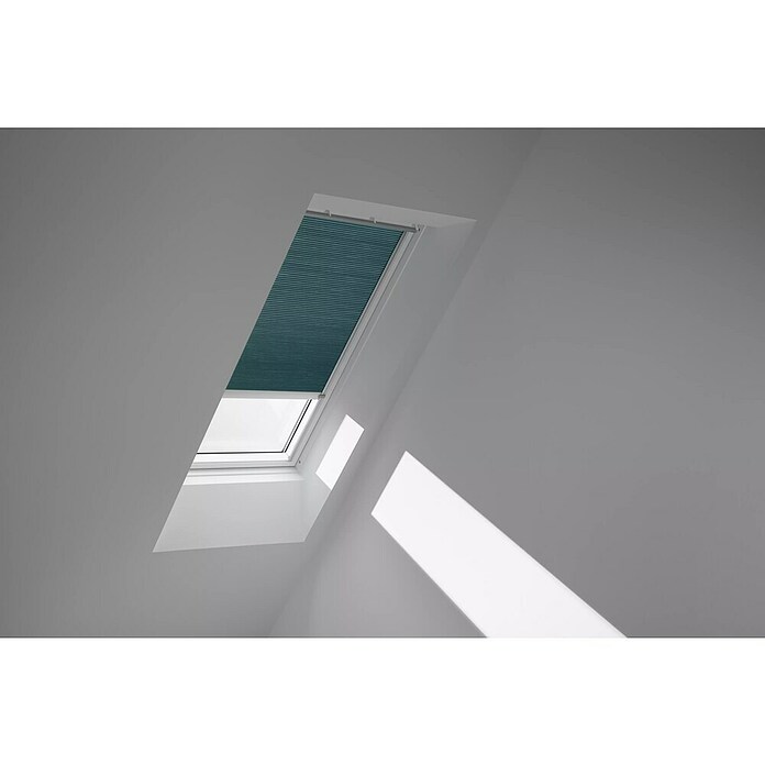 Velux Dachfensterplissee FSC MK06 1173K (Farbe: Petrol - 1173K, Farbe Schiene: Aluminium, Solarbetrieben) | BAUHAUS