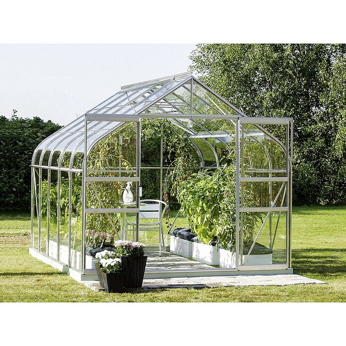Vitavia Gewächshaus (3,21 x 2,63 x 2,54 m, Glasstärke: 3 mm, Aluminium)