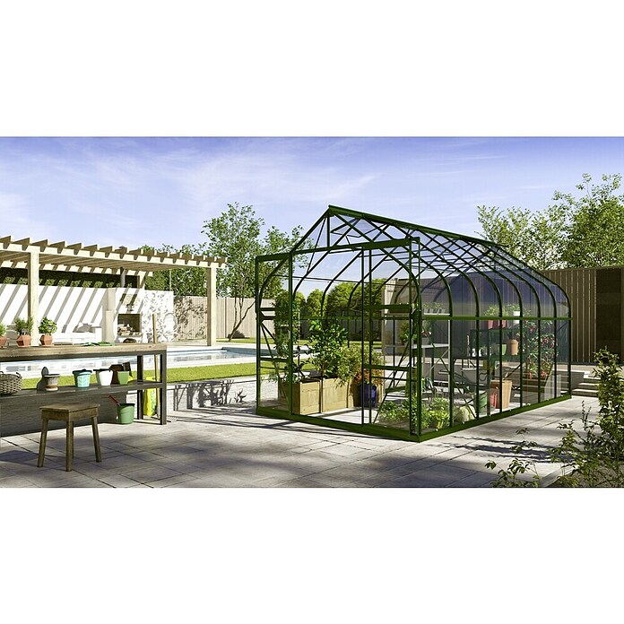Vitavia Gewächshaus (4,45 mm x 2,63 m, Glasstärke: 3 mm, Smaragd)