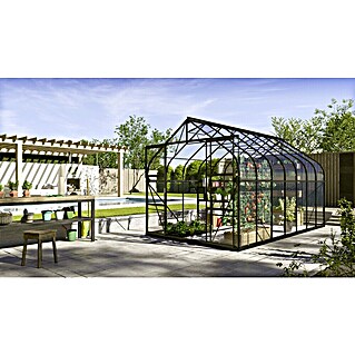 Vitavia Gewächshaus Dione 11500 (Außenmaß inkl. Dachüberstand (B x T): 263,5 x 445 cm, 3 mm, Anthrazit/Schwarz)