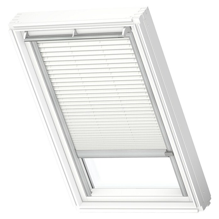 Velux Dachfensterplissee FSL M10 1016K (Farbe: Weiß - 1016K, Farbe Schiene: Aluminium, Solarbetrieben) | BAUHAUS