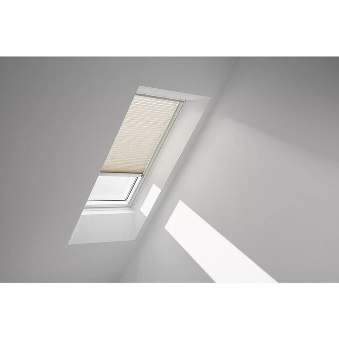 Velux Dachfensterplissee FSL SK08 1275K (Farbe: Leinen - 1275K, Farbe Schiene: Aluminium, Solarbetrieben) | BAUHAUS