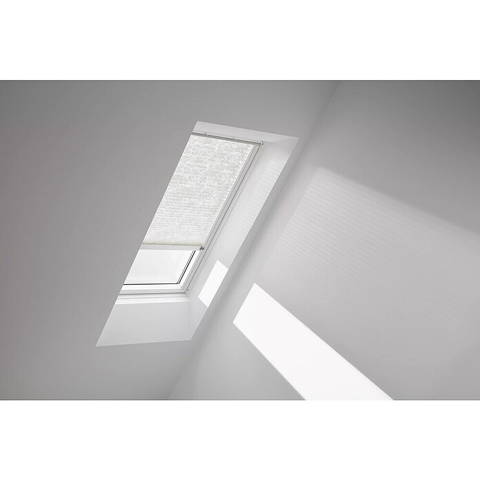 Velux Dachfensterplissee FSL MK06 1256KWL (Farbe: Weiß - 1256KWL, Farbe Schiene: Weiß, Solarbetrieben) | BAUHAUS
