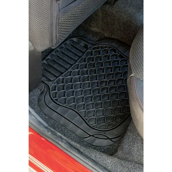Goodyear Juego de alfombrillas para coche - 4 pzs., Negro - Alfombrilla negra para coche con diseño de panal, que protege el interior del vehículo y atrapa la suciedad.