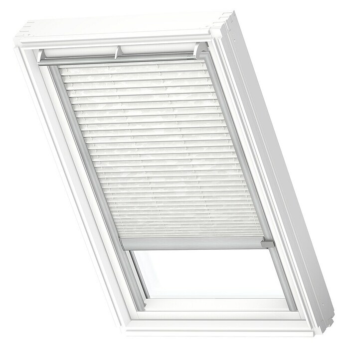 Velux Dachfensterplissee FSL U10 1256K (Farbe: Weiß - 1256K, Farbe Schiene: Aluminium, Solarbetrieben) | BAUHAUS