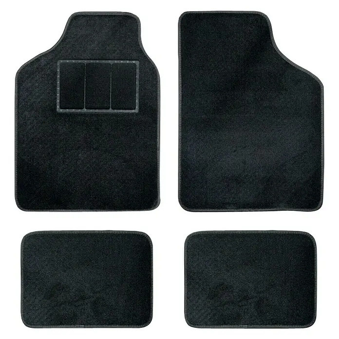Juego de alfombrillas para coche Clasic - 4 pzs., Negro - Juego negro de 4 alfombrillas para coche con un diseño resistente, ideal para mantener el interior limpio.