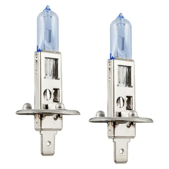 Bombilla para faro delantero BOM12720 - 12 V, 2 ud., Azul - Dos bombillas halógenas H1 con un tinte azulado para una mejor visibilidad al conducir.