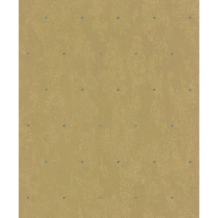 Glööckler Pompöös Provence Vliestapete Glitzersteinchen - Gold, Metalloptik, 10,05 x 0,53 m - Goldfarbener Stoff mit gleichmäßig verteilten, glänzenden Nieten. Strukturierte Oberfläche mit subtilem Muster.