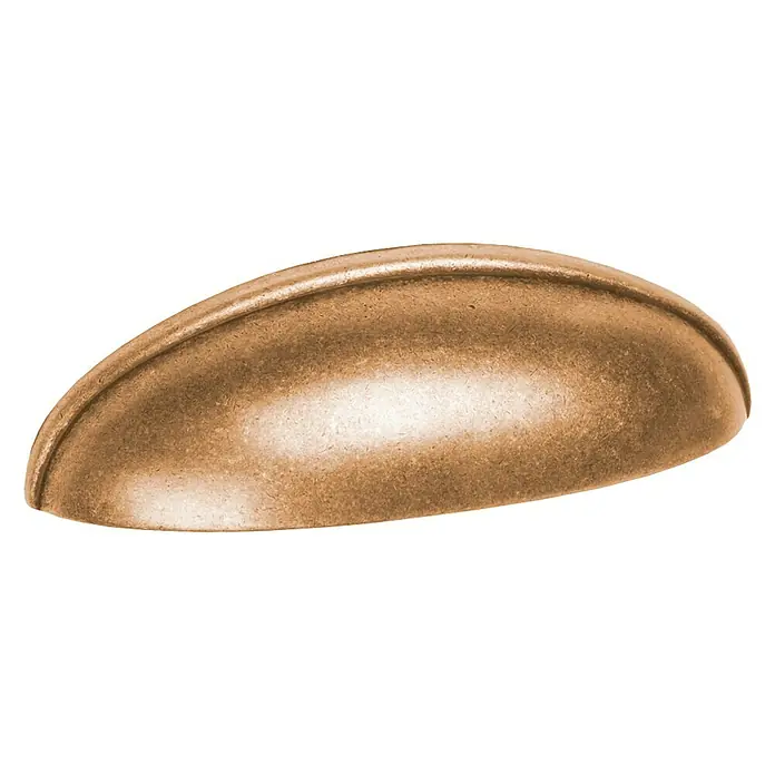 Nesu Tirador para muebles 177BR - L x An x Al: 8,2 x 2,4 x 1,8 cm, Acero, Bronce - Un tirador de copa detallado con acabado de cobre antiguo, ideal para cajones y armarios. Perfecto para estilos vintage o rústicos.