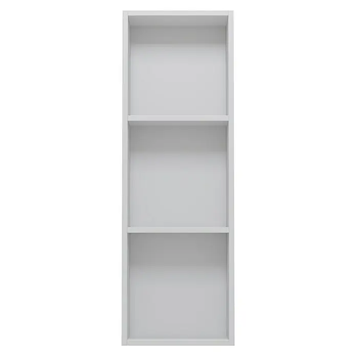 Camargue Espacio Modulregal - 30 x 17 x 90 cm, Weiß - Ansicht eines leeren, weißen Bücherregals mit drei Regalböden, ideal für die Aufbewahrung und Organisation von Büchern und Dekorationsgegenständen.