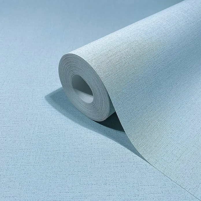 Marburg Vliestapete Novamur Oriana Uni I - Blau, Uni, 10,05 x 0,53 m - Eine Rolle hellblaue Vinyltapete mit einer feinen Textur, ideal für die Wandgestaltung im Innenbereich.