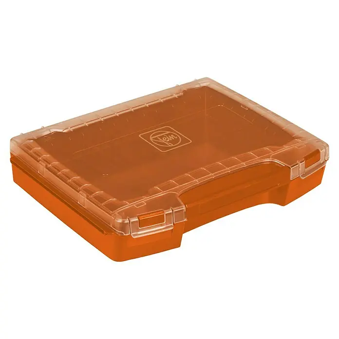 Fein Systemkoffer i-BOXX 72 - L x B x H: 316 x 367 x 73 mm - Orange Aufbewahrungsbox mit durchsichtigem Deckel und Fein-Logo, ideal zur Organisation kleiner Gegenstände.