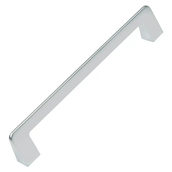 Nesu Tirador para muebles 894017 - L x An x Al: 17,4 x 1,5 x 3,2 cm, Acero, Cromado mate, Distancia entre orificios: 160 mm - Tirador de cajón plateado moderno para muebles de cocina con un diseño elegante y bordes limpios, ideal para interiores contemporáneos.
