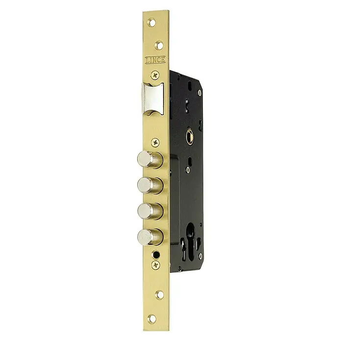 Lince Serie 32400 Cerradura de embutir 32401-50BL - Cerradura embutida - Primer plano de una cerradura de seguridad LINCE con sistema de cierre multipunto, para mayor protección.