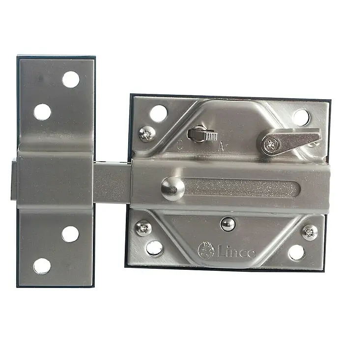 Lince Serie 7930R Pestillo - Cromo, L x An x Al: 117 x 100 x 28 mm - Un robusto cerrojo deslizante de acero inoxidable de Linco, ideal para mayor seguridad. Construcción sólida con orificios para tornillos claros.