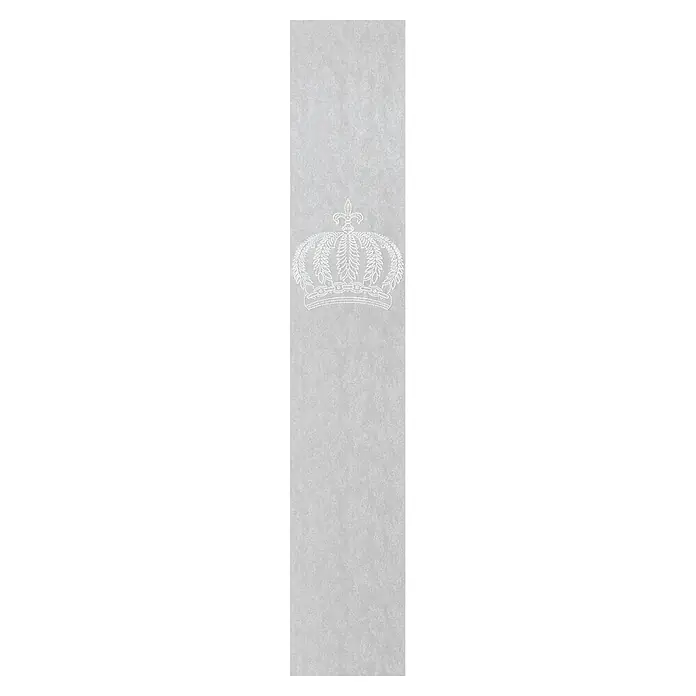 Glööckler Pompöös Provence Vliestapete Panel Krone - Silber, Metalloptik, 3 x 0,53 m - Elegante Tapete mit einem weißen, zarten Kronenmuster, das einen Hauch von königlichem Flair in jeden Raum bringt.