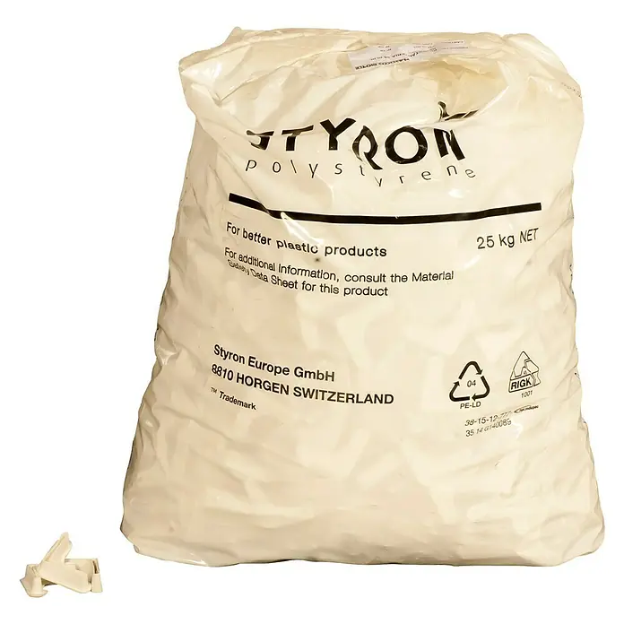 Simonrack Pie de estantería - 1.500 ud., Blanco - Una bolsa de poliestireno Styron, un material para mejores productos de plástico, con un peso neto de 25 kg.