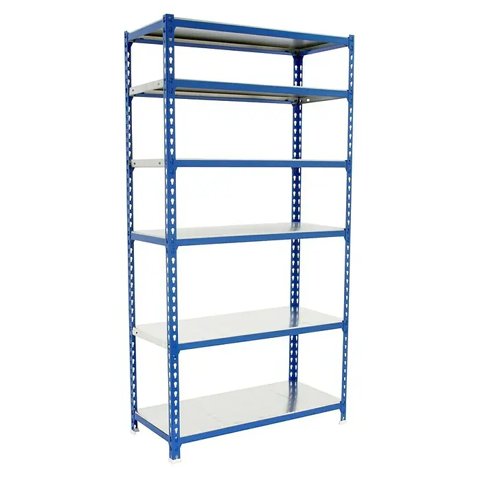 Simonrack Simonclick Estantería metálica Mini - Al x An x Pr: 250 x 80 x 50 cm, Capacidad de carga por balda: 180 kg, Número de baldas: 6 ud., Inserción, Azul - Estantería metálica con seis estantes para almacenamiento y organización. La estantería azul es robusta y ofrece mucho espacio para diversos artículos.