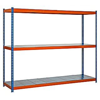 Simonrack Ecoforte Estantería para cargas pesadas Metal (Al x An x Pr: 150 x 120 x 45 cm, Capacidad de carga: 400 kg/balda, Número de baldas: 3 ud., Azul/Naranja)