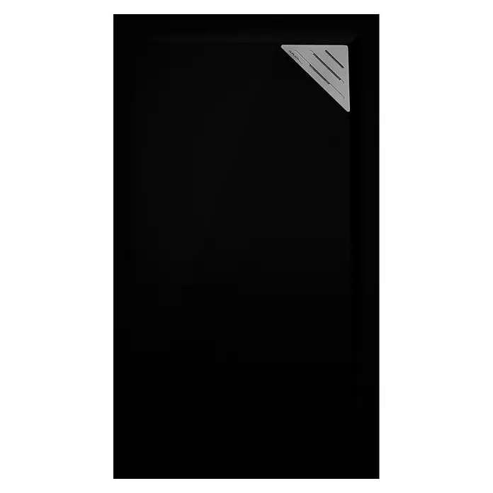 Duplach Plato de ducha Mío - L x An: 140 x 70 cm, Material compuesto, Negro, Rejilla a la derecha - El rincón Duplach es una solución elegante con un diseño moderno. Su forma limpia y el acabado de alta calidad lo convierten en un punto focal.