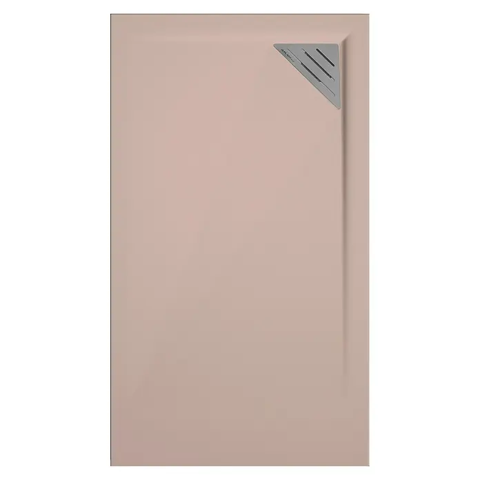Duplach Plato de ducha Mío - L x An: 160 x 80 cm, Material compuesto, Arena, Rejilla a la derecha - Plato de ducha rectangular en tono claro con desagüe triangular en la esquina para baños modernos.