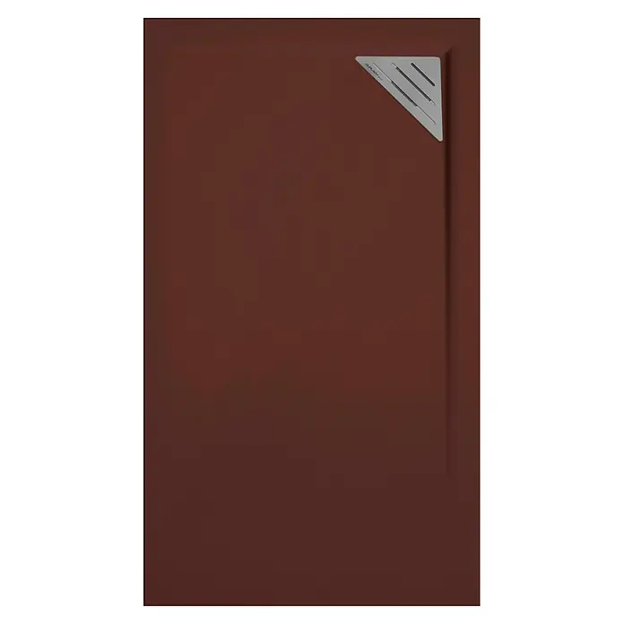 Duplach Plato de ducha Mío - L x An: 80 x 70 cm, Material compuesto, Chocolate, Rejilla a la derecha - Plato de ducha rectangular en marrón castaño con una marca en la esquina. La superficie es lisa y la forma es sencilla.