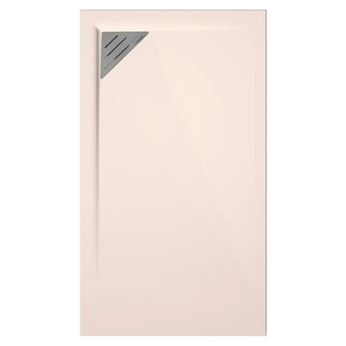 Duplach Plato de ducha Mío - L x An: 90 x 90 cm, Material compuesto, Crema, Rejilla a la izquierda - Plato de ducha beige claro con elegante desagüe triangular. La superficie de la ducha es moderna y minimalista diseñada para cualquier baño.
