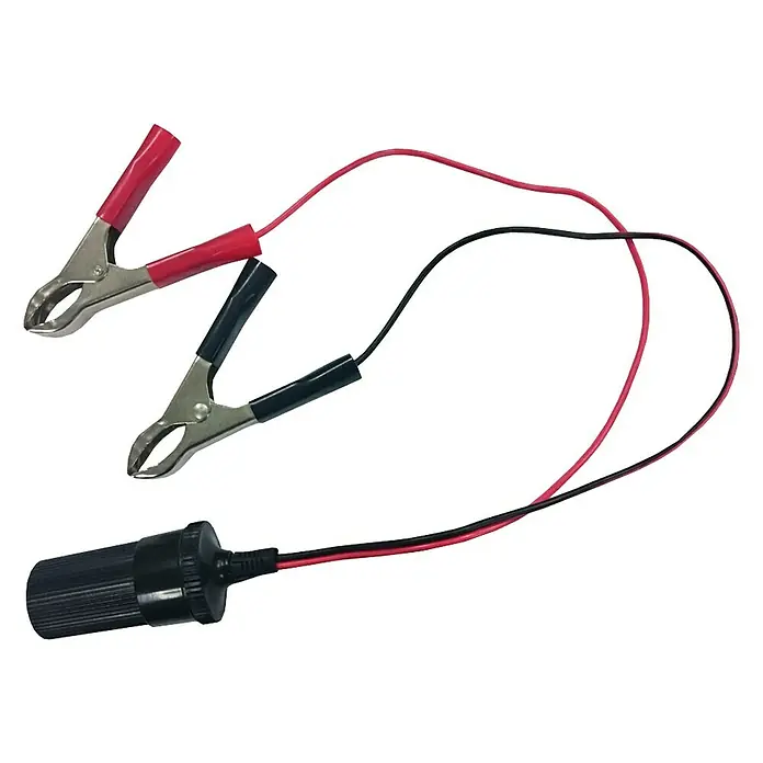 Explorer SUP-Elektropumpe 12 V - 12 V - Batterieklemmen mit Zigarettenanzünderbuchse, ideal für den Anschluss von Geräten an eine Autobatterie. Praktisches Zubehör für unterwegs.