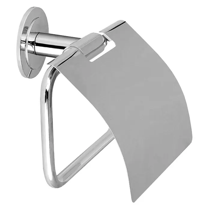Bath Stage B-Focus Portarrollos papel higiénico - Con tapa, Tipo de montaje: Pegado, Cromado - Un brillante portarrollos de papel higiénico cromado con tapa, un elegante accesorio de baño para montaje en pared en cualquier hogar.